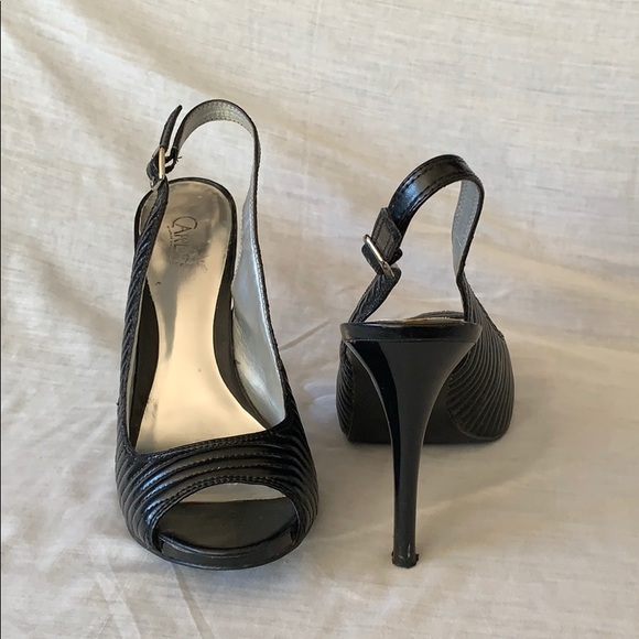 Sexy Carlos Santana black slingback open toe heel - Picture 2 of 4